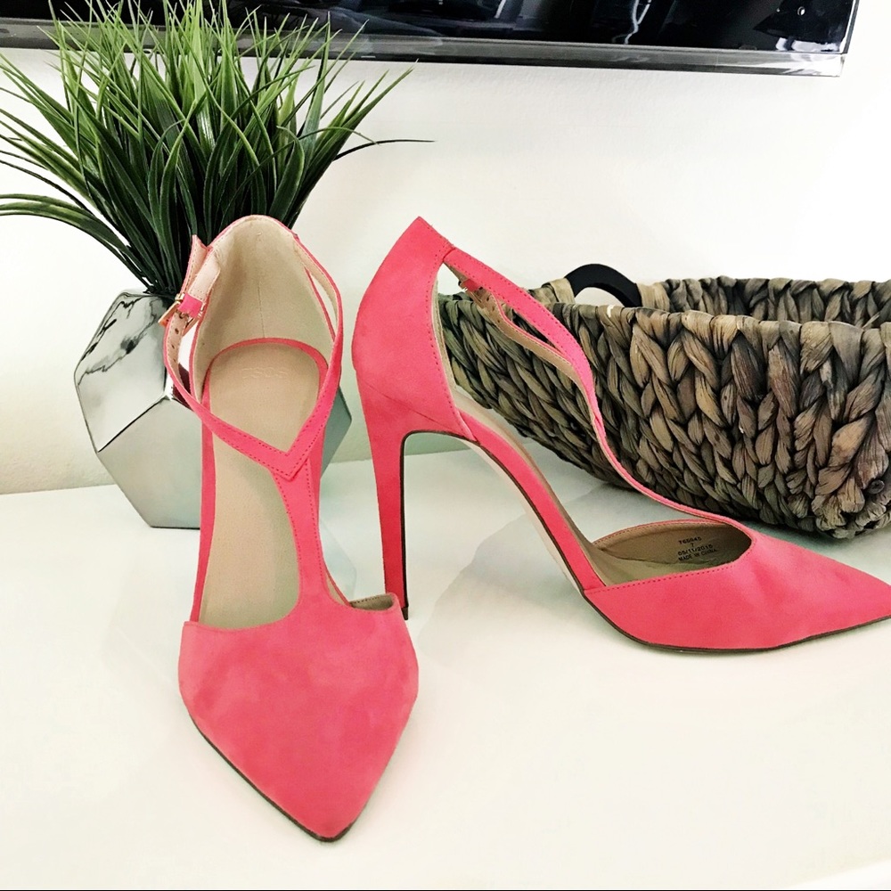 ASOS Pink Coral Suede Heels Size 7
